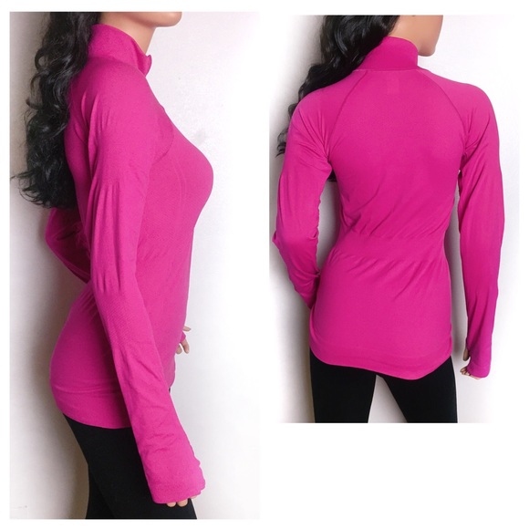 LUCY Pink Long Sleeve Half Zip Workout Top - Picture 3 of 5